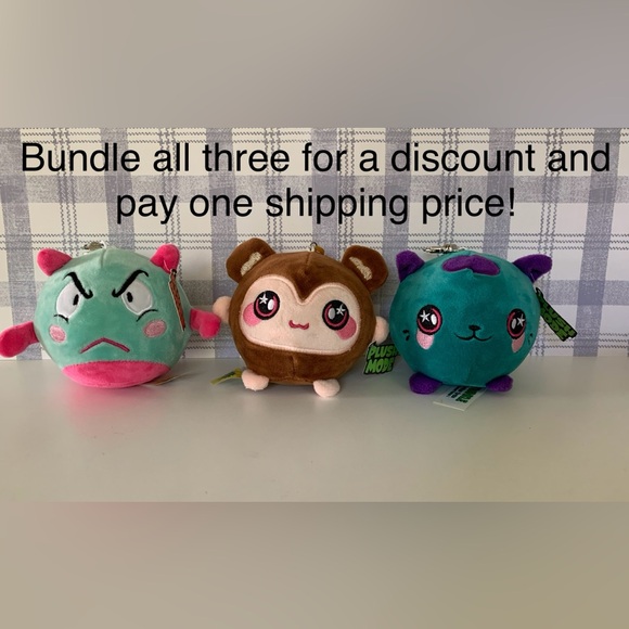 Plush Slo-Rise Critter “Pebbles” Keychain Animal squishable squeezable figit - Picture 6 of 6